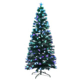 Enchanting 7FT Optic Fibre LED Christmas Tree with Multi-Color Lights and Star Topper - Side View