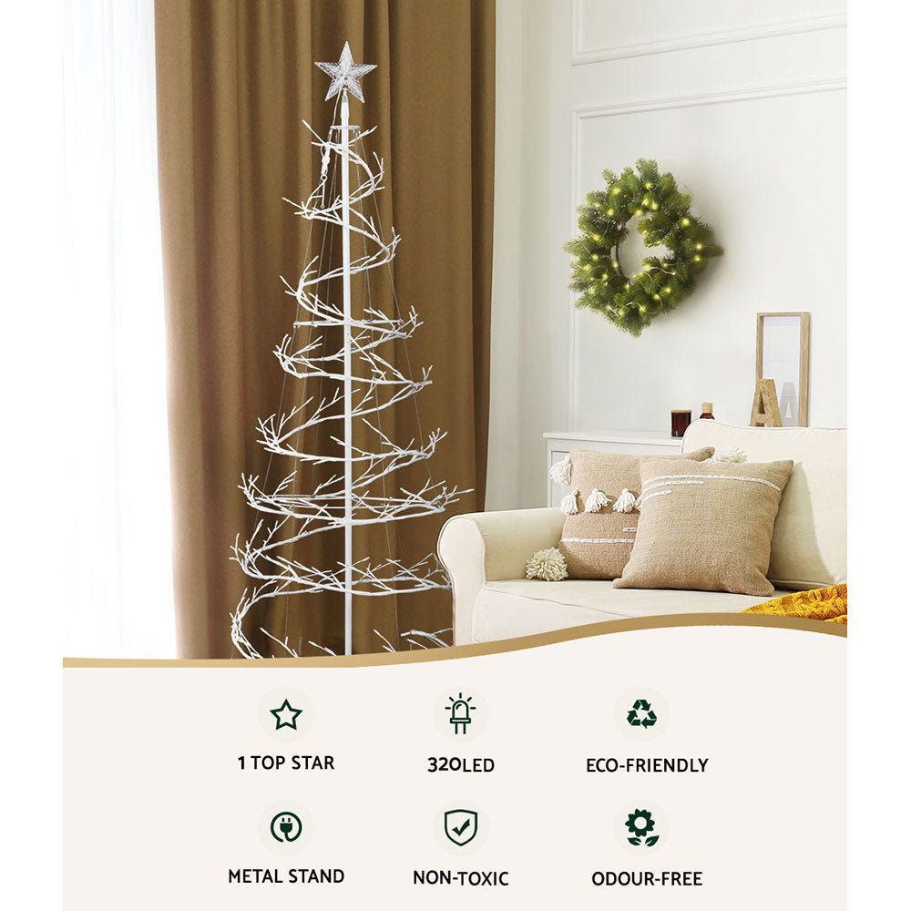 Sparkling 6FT Cold White LED Christmas Tree with Star Topper - Jingle Jollys Holiday Decoration