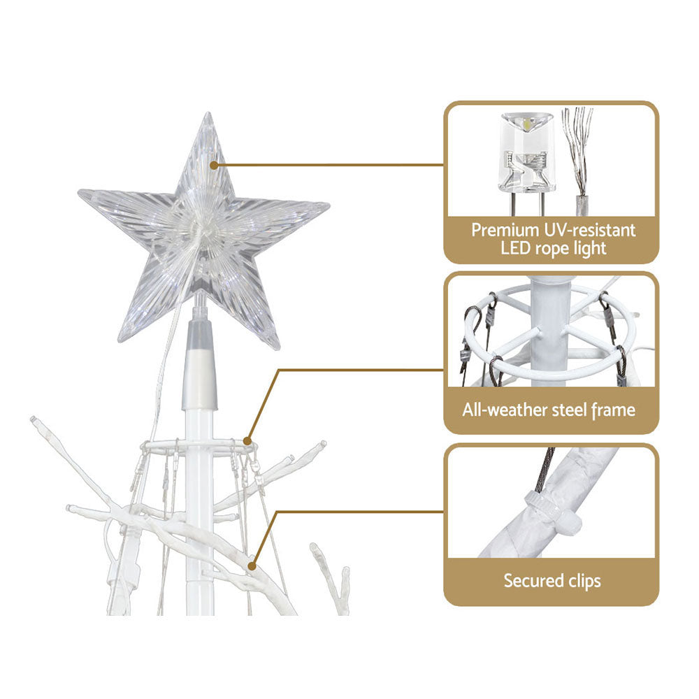 Sparkling 6FT Cold White LED Christmas Tree with Star Topper - Jingle Jollys Holiday Decoration