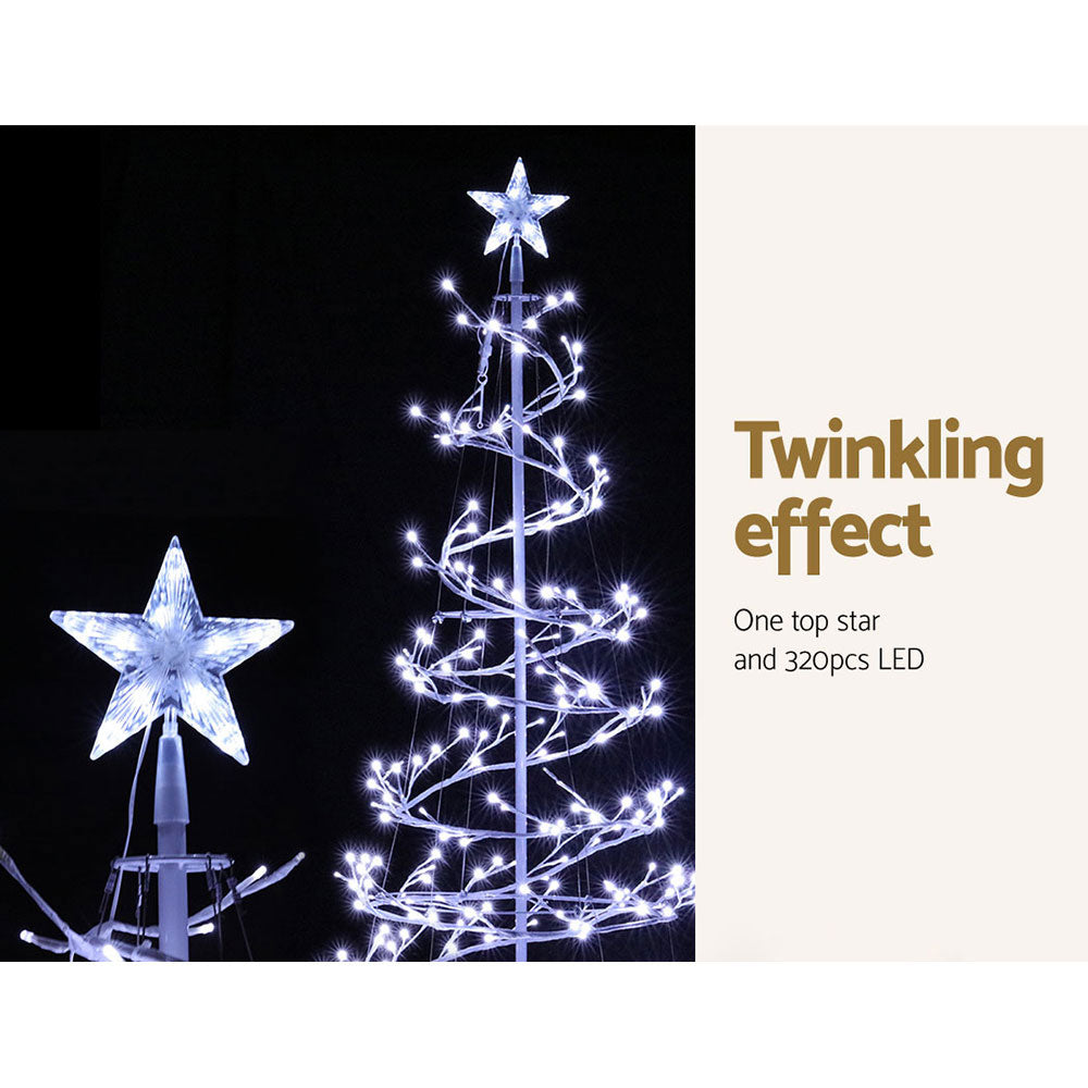 Sparkling 6FT Cold White LED Christmas Tree with Star Topper - Jingle Jollys Holiday Decoration