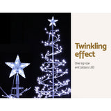 Sparkling 6FT Cold White LED Christmas Tree with Star Topper - Jingle Jollys Holiday Decoration - Rear View