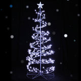 Sparkling 6FT Cold White LED Christmas Tree with Star Topper - Jingle Jollys Holiday Decoration - Low Angle