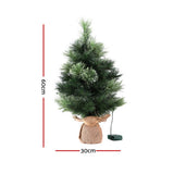 Jingle Jollys Christmas Tree 60CM Mini Tabletop 8 Light Modes Timer Xmas Tree - Front View