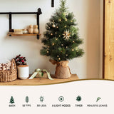 Jingle Jollys Christmas Tree 60CM Mini Tabletop 8 Light Modes Timer Xmas Tree - Top-Down View