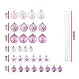 Jingle Jollys 33pcs Christmas Tree Decorations Set Baubles Ornaments Party Pink - Front View