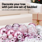 Jingle Jollys 33pcs Christmas Tree Decorations Set Baubles Ornaments Party Pink - Top-Down View