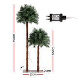 Jingle Jollys 2-in-1 LED Christmas Palm Tree Decoration Set - 1.5m & 1m - Front View