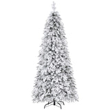Jingle Jollys Christmas Tree 2.1m Flocking Pencil Tree LED Xmas 860 Tips White - Side View