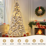 Jingle Jollys Christmas Tree 2.1m Flocking Pencil Tree LED Xmas 860 Tips White - Top-Down View