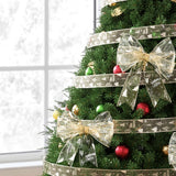 Jingle Jollys 20M Christmas Ribbon Roll Bow Printed Xmas Tree Decor Gift Gold - Close-Up Angle