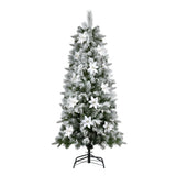 Jingle Jollys Christmas Tree 1.8m Xmas Tree Snow Flocked Flowers Decor 564 Tips - Side View