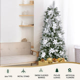Jingle Jollys Christmas Tree 1.8m Xmas Tree Snow Flocked Flowers Decor 564 Tips - Top-Down View