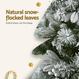 Jingle Jollys Christmas Tree 1.8m Xmas Tree Snow Flocked Flowers Decor 564 Tips - 45-Degree Angle