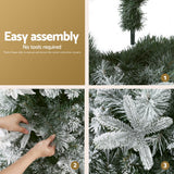 Jingle Jollys Christmas Tree 1.8m Xmas Tree Snow Flocked Flowers Decor 564 Tips - Rear View