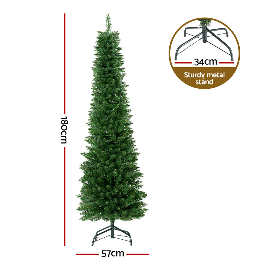 Jingle Jollys 1.8m green pre-lit Christmas tree with warm LED lights, warm LED lights close up