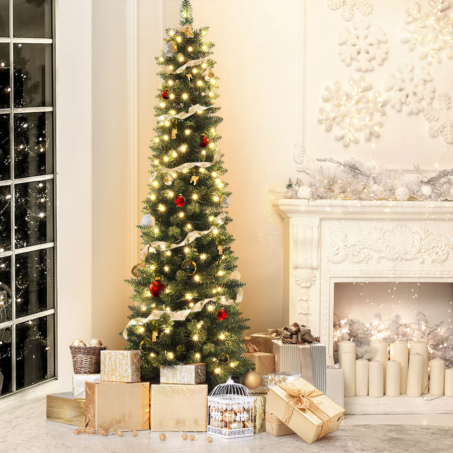 Jingle Jollys 1.8m green pre-lit Christmas tree with warm LED lights, image 7