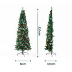 Jingle Jollys 2.1m Artificial Slim Christmas Tree Pine Cone Berry Decor Corner