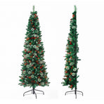 Jingle Jollys 2.1m Artificial Slim Christmas Tree Pine Cone Berry Decor Corner