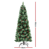 Jingle Jollys Christmas Tree 1.8M LED Xmas Tree Party Decorations Red Barries - Front View