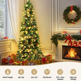 Jingle Jollys Christmas Tree 1.8M LED Xmas Tree Party Decorations Red Barries - Top-Down View