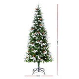 Jingle Jollys Christmas Tree 190cm Pine Cones LED Flocking Xmas Tree 680 Tips - Side View