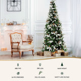 Jingle Jollys Christmas Tree 190cm Pine Cones LED Flocking Xmas Tree 680 Tips - Top-Down View