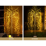 7ft Solar-Powered LED Christmas Tree with 600 Warm White Lights - Rear View