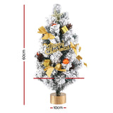 Mini Snowy Christmas Tree with Ornaments and Topper - 60CM Jingle Jollys - Front View