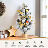 Mini Snowy Christmas Tree with Ornaments and Topper - 60CM Jingle Jollys - Top-Down View