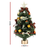 60CM Jingle Jollys LED Mini Christmas Tree with Ornaments and Tree Topper - Front View
