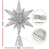 Jingle Jollys 3D Christmas Tree Topper Star LED Decorations Xmas Party Timer - Front View