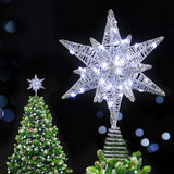 Jingle Jollys 3D Christmas Tree Topper Star LED Decorations Xmas Party Timer - Close-Up Angle