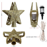 Jingle Jollys Christmas Tree Topper Star Snowflake Projector Party Glitter Gold - Front View