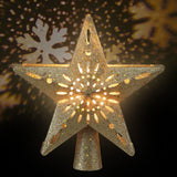 Jingle Jollys Christmas Tree Topper Star Snowflake Projector Party Glitter Gold - Side View