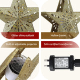 Jingle Jollys Christmas Tree Topper Star Snowflake Projector Party Glitter Gold - Rear View