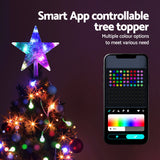 Jingle Jollys Christmas Tree Topper Star RGB LED Xmas Decor 80 Modes APP Control - Top-Down View