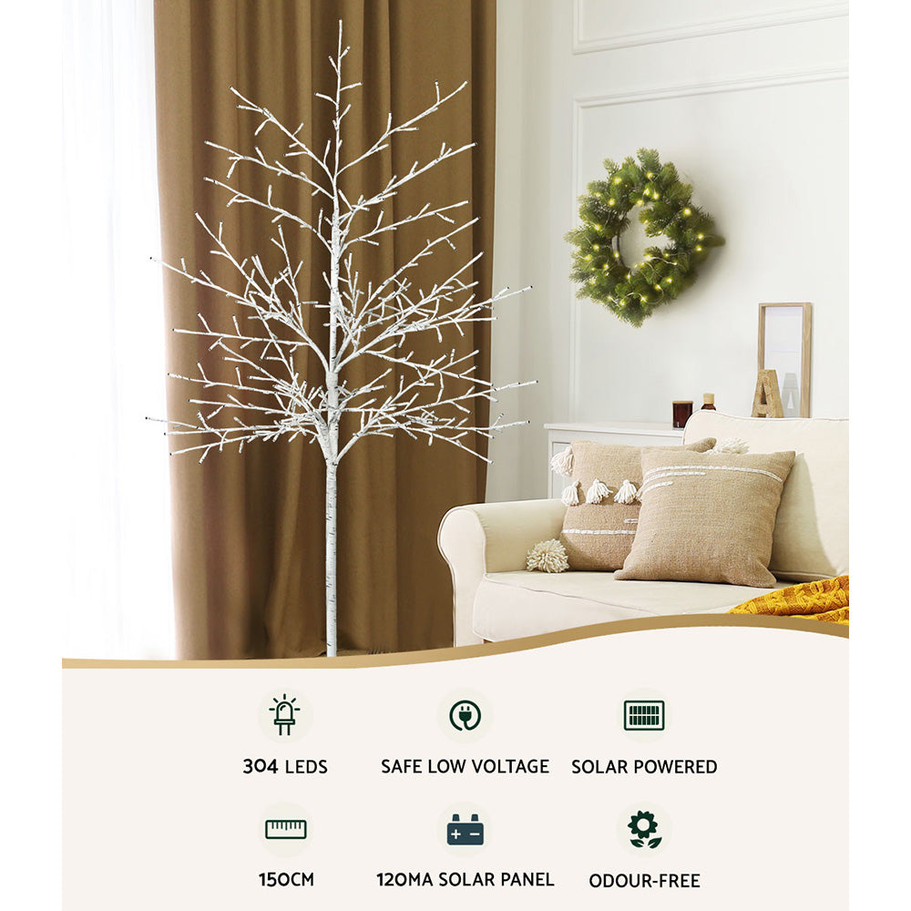 5ft Solar-Powered LED Christmas Tree with 304 Twinkling Lights