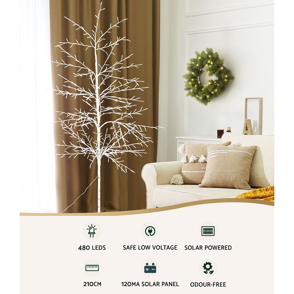 7ft Solar-Powered LED Christmas Tree with 480 Warm White Lights