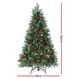 Jingle Jollys Christmas Tree 1.5m 160 LED Xmas Tree Party Decorations 355 Tips - Front View
