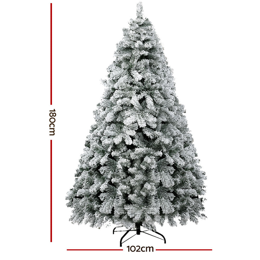 Jingle Jollys Christmas Tree 1.8m Snow Flocked Xmas Tree Decorations 468 Tips, image 2