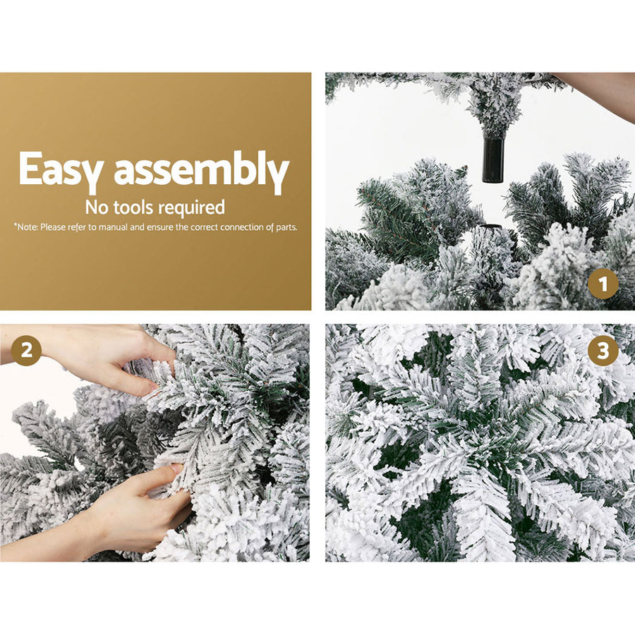 Jingle Jollys Christmas Tree 1.8m Snow Flocked Xmas Tree Decorations 468 Tips, image 5