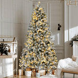 Jingle Jollys Christmas Tree 1.8m Snow Flocked LED Xmas Decoration 8 Light Modes - Close-Up Angle