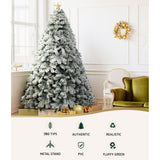 Jingle Jollys Christmas Tree 2.1m Snow Flocked Xmas Tree Decorations 780 Tips - Top-Down View