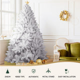 Jingle Jollys Christmas Tree 2.1m 1000 White Tips Xmas Tree Decorations - Side View