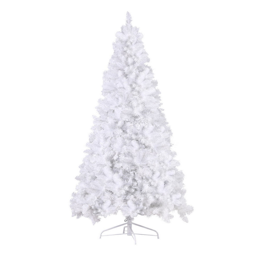Jingle Jollys 2.1m white LED Christmas tree with RGB lights and metal stand, remote control