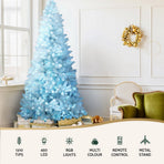 Jingle Jollys 2.1m white LED Christmas tree with RGB lights and metal stand, sturdy metal stand