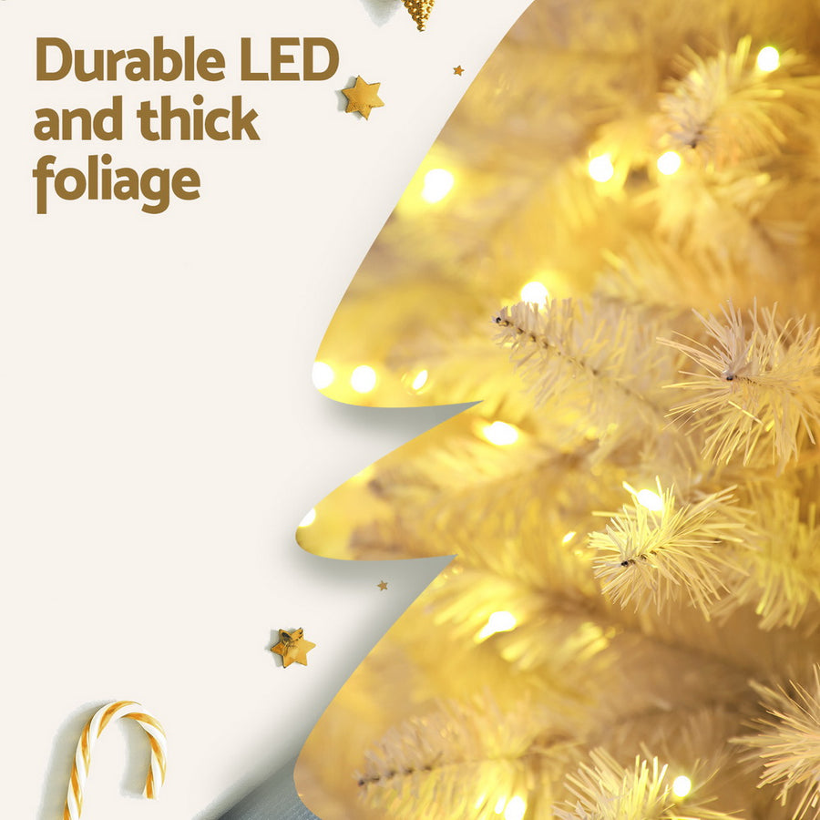 Jingle Jollys 2.1m white LED Christmas tree with RGB lights and metal stand, image 6