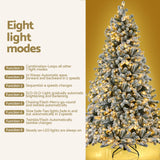 Jingle Jollys Christmas Tree 2.1m Snow Flocked LED Xmas Decoration 8 Light Modes - 45-Degree Angle
