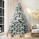 Jingle Jollys Christmas Tree 2.4m Snow Flocked Xmas Tree Decorations 1165 Tips - Close-Up Angle