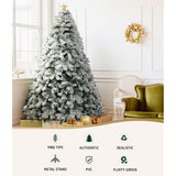 Jingle Jollys Christmas Tree 2.4m Snow Flocked Xmas Tree Decorations 1165 Tips - Top-Down View